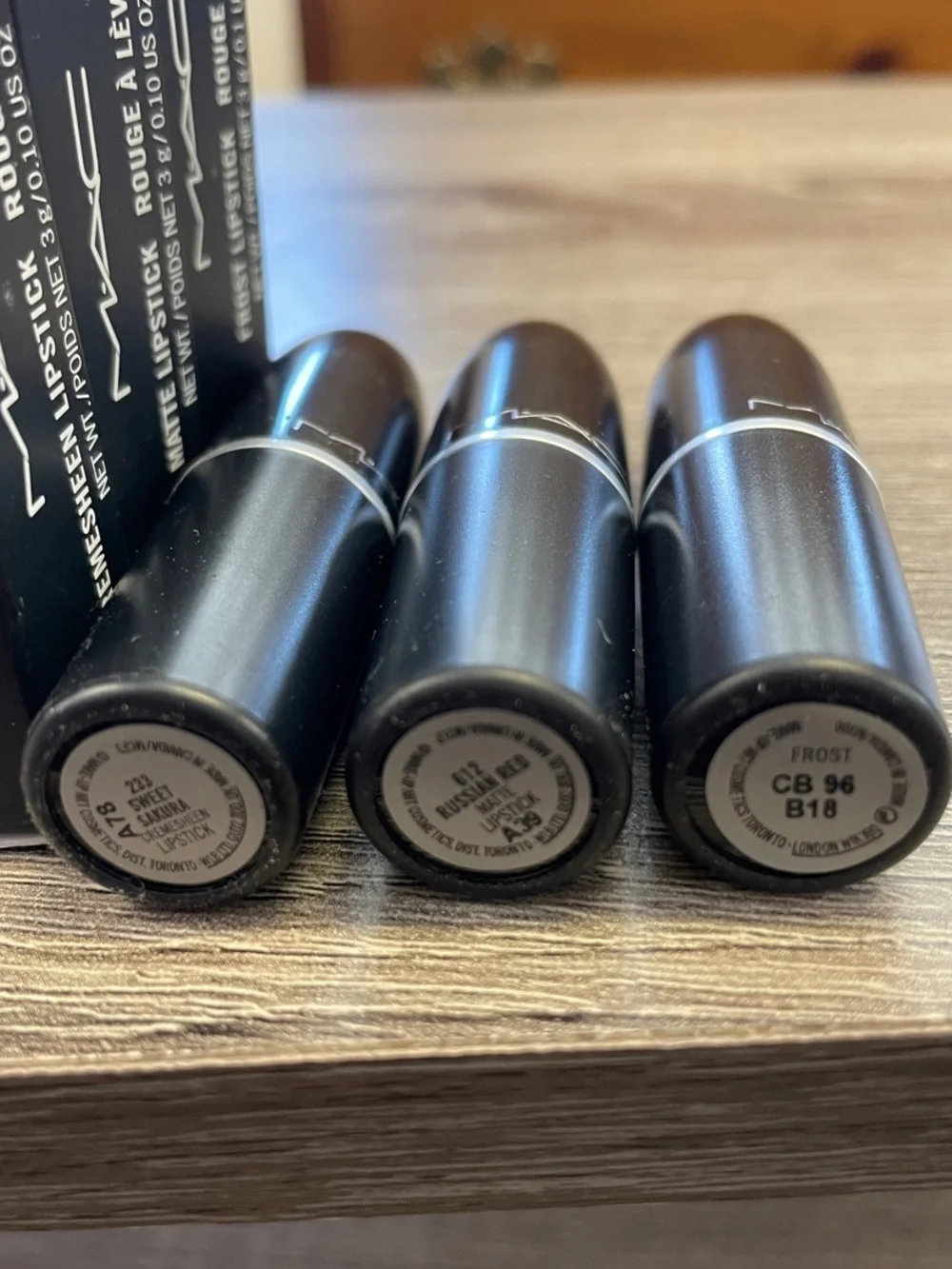 MAC Cosmetics Lipstick Set — Bright Red, Classic Cherry, Coral Orange